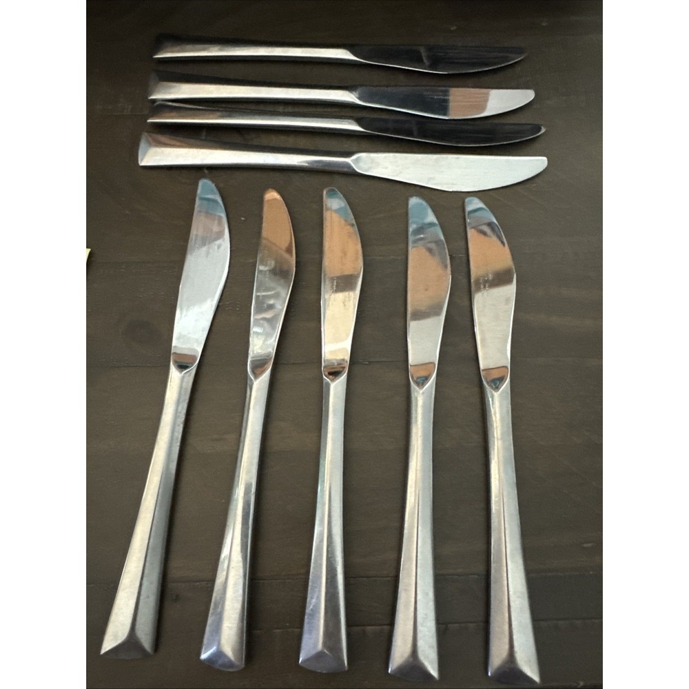 Reed and Barton Stainless Taos Korea Glossy Dinner Knives Set Of 9